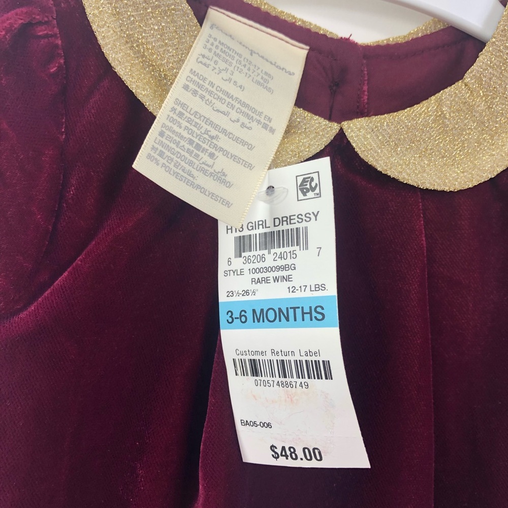 First Impressions Baby Girl Infant Velvet Dress - Picture 5 of 7
